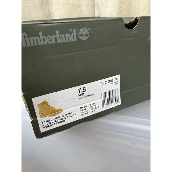 Timberland Classic 6” Waterproof Boot Wheat Nubuck Mens 7.5 w/ Box - Picture 11 of 12